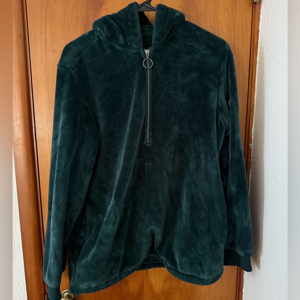 Dark Green Velvet Hoodie